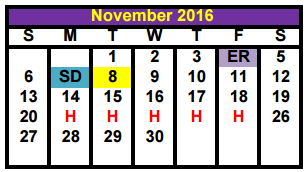 District School Academic Calendar for S T A R S Academy for November 2016