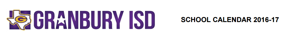 District School Academic Calendar for Granbury High School