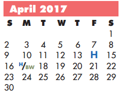 District School Academic Calendar for Lamar Alternative Education Program for April 2017