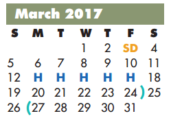 District School Academic Calendar for Lamar Alternative Education Program for March 2017