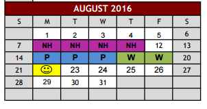 District School Academic Calendar for Grapevine High School for August 2016