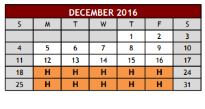 District School Academic Calendar for Grapevine Middle for December 2016