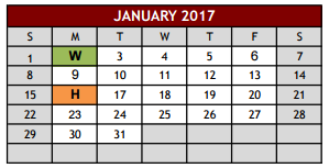 District School Academic Calendar for Colleyville Heritage High School for January 2017
