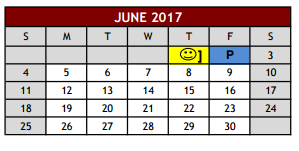District School Academic Calendar for Cross Timbers Middle for June 2017