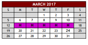 District School Academic Calendar for Cross Timbers Middle for March 2017