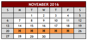 District School Academic Calendar for Dove Elementary for November 2016