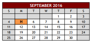 District School Academic Calendar for Cross Timbers Middle for September 2016