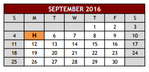 District School Academic Calendar for Colleyville Elementary for September 2016