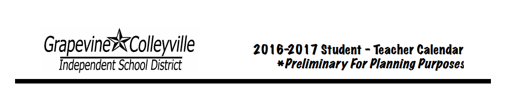 District School Academic Calendar for Grapevine High School