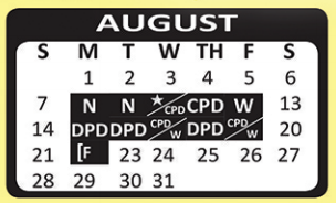 District School Academic Calendar for H W Schulze Elementary for August 2016