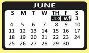 District School Academic Calendar for H W Schulze Elementary for June 2017