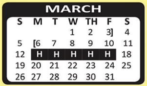 District School Academic Calendar for Jewel C Wietzel Center for March 2017