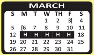 District School Academic Calendar for Gillette Elementary for March 2017