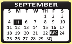 District School Academic Calendar for E H Gilbert Elementary for September 2016