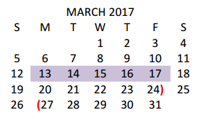 District School Academic Calendar for Moises Vela Middle School for March 2017