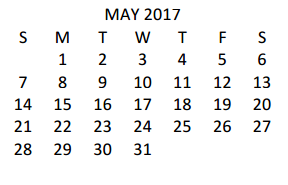 District School Academic Calendar for Coakley Middle for May 2017