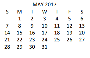 District School Academic Calendar for Jefferson Elementary for May 2017