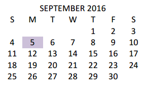 District School Academic Calendar for Harlingen High School for September 2016