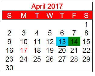 District School Academic Calendar for Harmony Intermediate School for April 2017