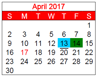 District School Academic Calendar for Harmony Elementary for April 2017