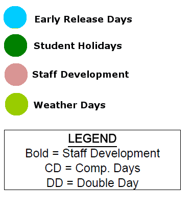 District School Academic Calendar Legend for Harmony Intermediate School