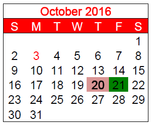 District School Academic Calendar for Harmony Junior High for October 2016