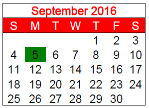 District School Academic Calendar for Harmony Elementary for September 2016