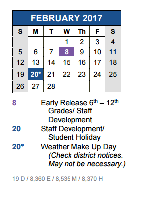 District School Academic Calendar for Armando Chapa Middle School for February 2017