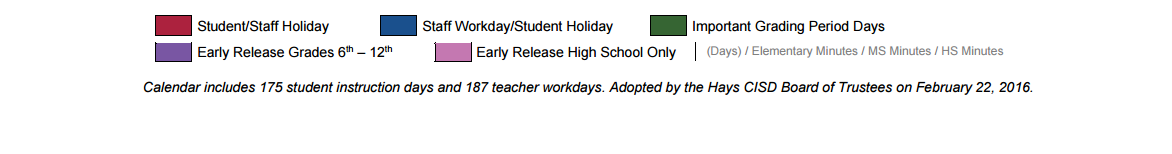 District School Academic Calendar Key for Blanco Vista Elementary