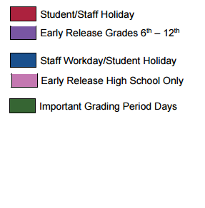 District School Academic Calendar Legend for Dahlstrom Middle School