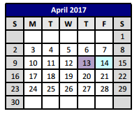 District School Academic Calendar for P A S S Learning Ctr for April 2017