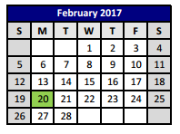 District School Academic Calendar for University Park Elementary for February 2017