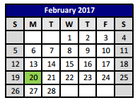 District School Academic Calendar for P A S S Learning Ctr for February 2017