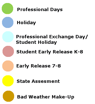 District School Academic Calendar Legend for Highland Park Middle School