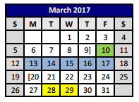 District School Academic Calendar for P A S S Learning Ctr for March 2017