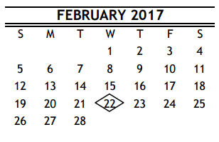 District School Academic Calendar for Rice School for February 2017