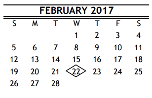 District School Academic Calendar for R D S P D for February 2017