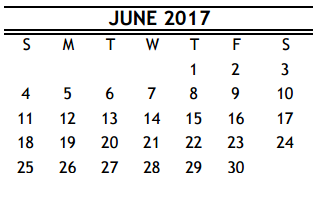 District School Academic Calendar for Jones High School for June 2017