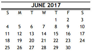 District School Academic Calendar for R D S P D for June 2017