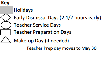 District School Academic Calendar Legend for Concord Elementary