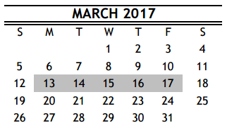 District School Academic Calendar for Ray Daily Elementary for March 2017