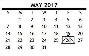 District School Academic Calendar for Pin Oak Middle School for May 2017