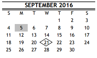 District School Academic Calendar for Community Education Partners SE for September 2016