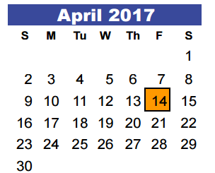 District School Academic Calendar for Atascocita High School for April 2017