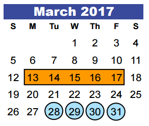 District School Academic Calendar for Kingwood Park High School for March 2017