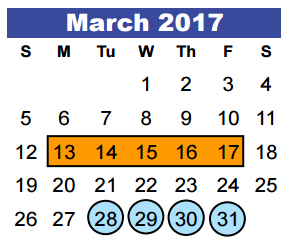 District School Academic Calendar for Humble Middle for March 2017