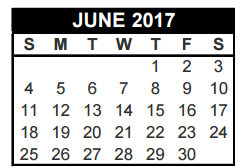 District School Academic Calendar for Alter Ed Prog for June 2017