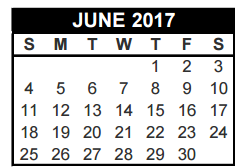 District School Academic Calendar for Transition Program for June 2017