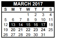 District School Academic Calendar for Wilshire Elementary for March 2017