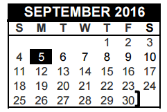 District School Academic Calendar for North Euless Elementary for September 2016